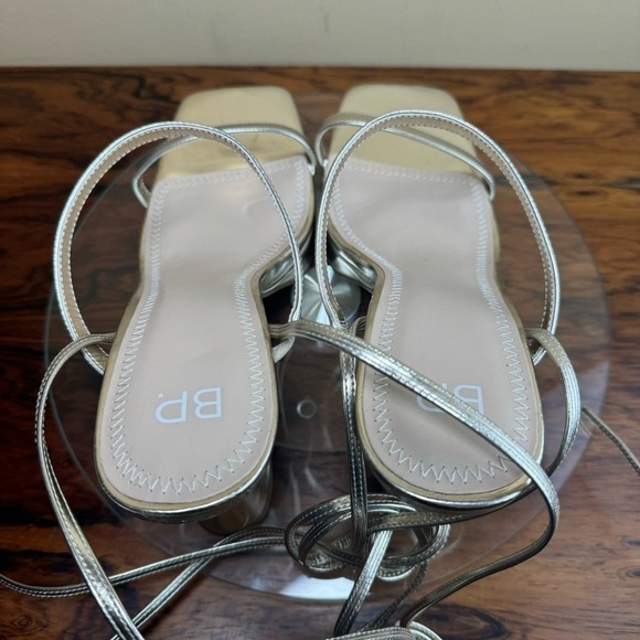 Gold Strappy Heeled Sandals - Picture 8 of 16